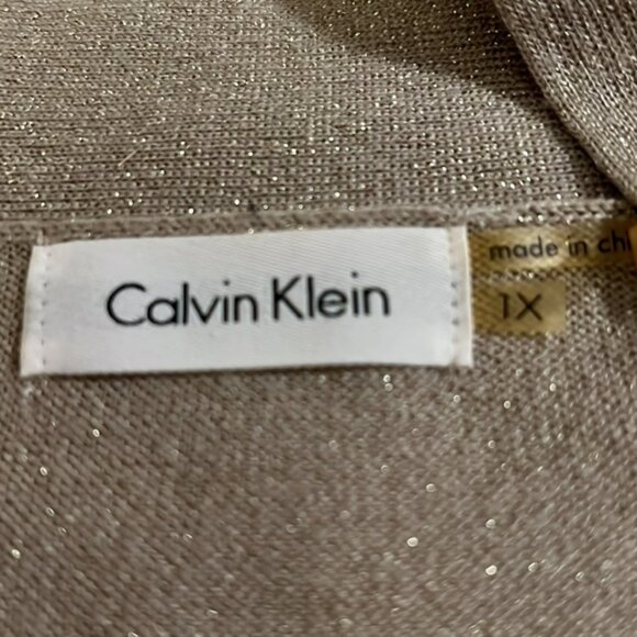 WOMEN’S CALVIN KLEIN SHORT GOLD & SPARKLY SWEATER - Picture 2 of 2